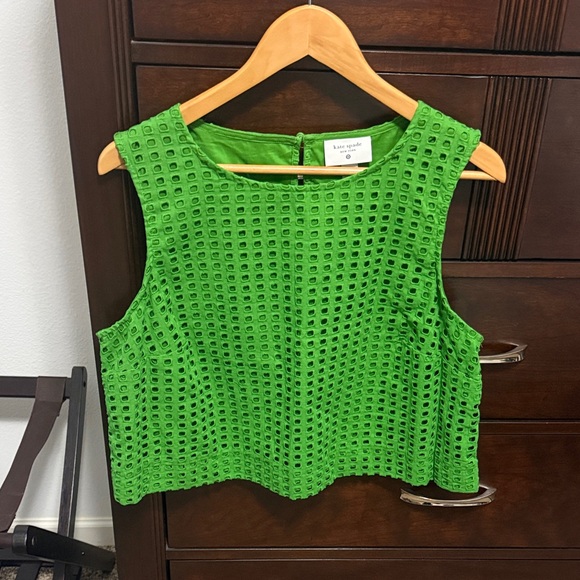 kate spade Tops - Kate Spade Vibrant Green Textured Blouse